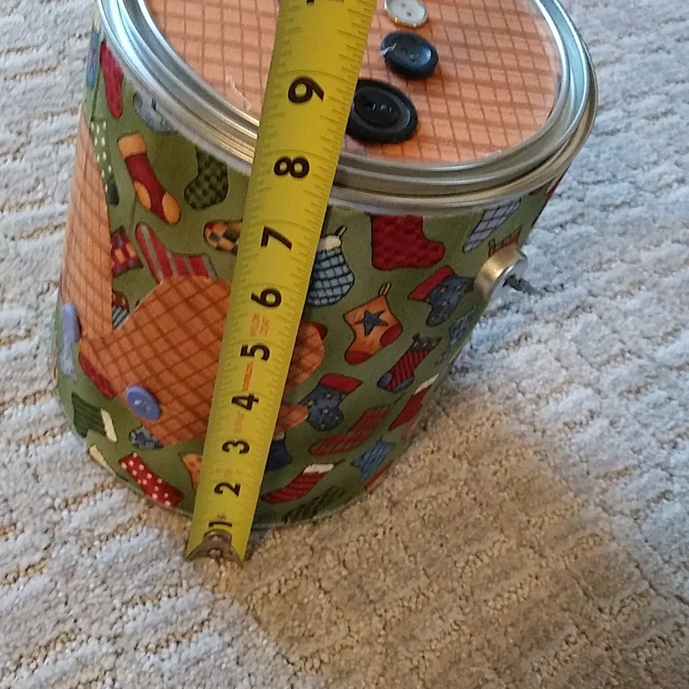 Button or Sewing Supply Storage Can with Secure Lid Closure and Handle